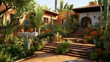 klassisk spansktalande trädgård design foto
