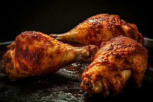 spicey kyckling trumpinnar med örter recept invecklat detaljerad, ai genererad foto