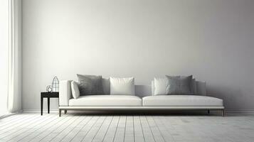 interiör med soffa i modern design. bred soffa i de samtida rum. genererad ai. foto