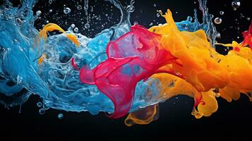 abstrakt bakgrund av färgrik stänk vatten. generativ ai foto