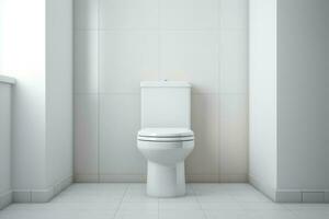 vit minimalistisk toalett rum. generera ai foto