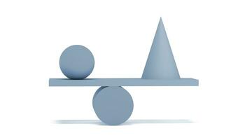 3d tolkning av de balans av geometrisk former på en vit bakgrund. balans. foto