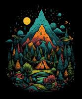 berg sommar camping tshirt design bakgrund foto