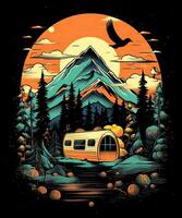 berg sommar camping tshirt design bakgrund foto