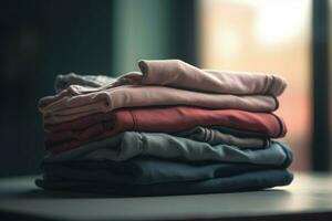 t-shirt stack. generera ai foto