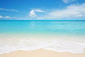 lugn strand landskap med riklig Plats i himmel och vattnen ai generativ foto