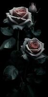 trollbindande närbild porträtt av rosor, evig melankoli, ai genererad foto
