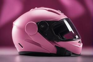 ett ai genererad bild av rosa motorcykel hjälm för kvinnor. foto