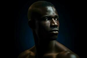 afrikansk manlig svart. generera ai foto