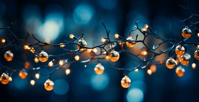 festlig ljus färgad jul krans på suddig bokeh bakgrund, ny år baner - ai genererad bild foto