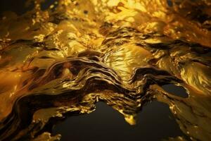 abstrakt hypnotisk guld vatten. generera ai foto