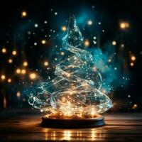 abstrakt jul träd med suddig skinande lampor och dekorationer - ai genererad bild foto