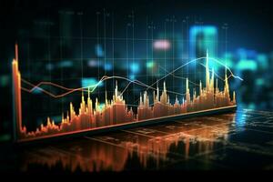 analyserar handel trender genom stock marknadsföra Graf för informerad företag och finansiell beslut ai genererad foto