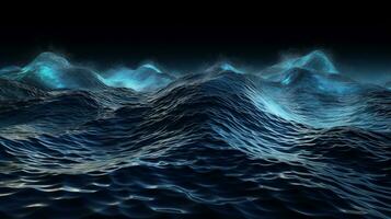strömmande vatten med holografiska band vågor ai genererad foto