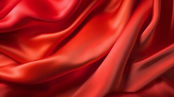eldig röd, djärv och vibrerande silke tyg bakgrund ai genererad foto