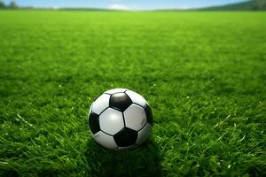 fotboll fält väsen fångad med en framträdande fotboll boll ai genererad foto