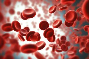 microsopic av röd blod celler strömmande genom de blod kärl.medicinsk och vetenskap forskning koncept.generativ ai foto