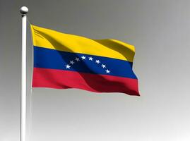 venezuela nationell flagga isolerat på grå bakgrund foto