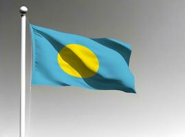 palau nationell flagga vinka på grå bakgrund foto