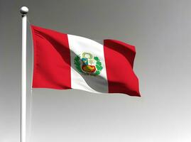 peru nationell flagga isolerat på grå bakgrund foto
