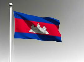 cambodia nationell flagga vinka på grå bakgrund foto