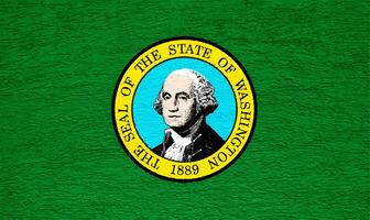 flagga av oss stat av Washington på en texturerad bakgrund. begrepp collage. foto