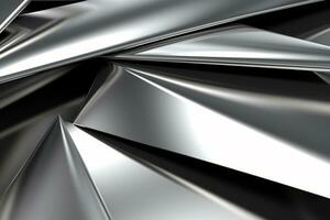 abstrakt metallisk silver- triangel- mönster. 3d framställa illustration av modern geometrisk wallpaper.ai genererad, generativ ai. foto