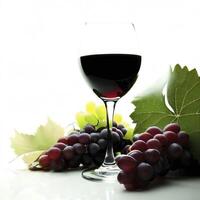 vin och vindruvor på vit bakgrund. ai generativ foto