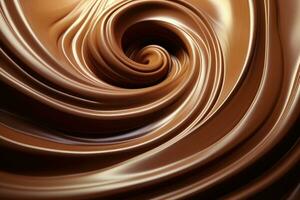 smält choklad med virvla runt effekt. generativ ai foto
