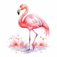 vattenfärg rosa flamingo isolerat foto