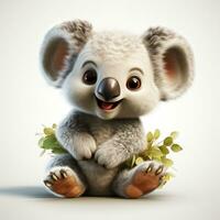 3d tecknad serie söt koala ai foto