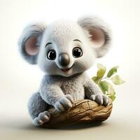 3d tecknad serie söt koala ai foto