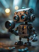 robot med kamera, digital illustration foto