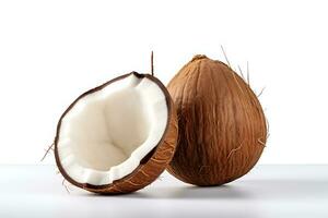 kokos isolerat på vit bakgrund ai genererad foto