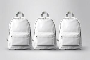 eleganta läder ryggsäck på vit bakgrund. generativ ai foto