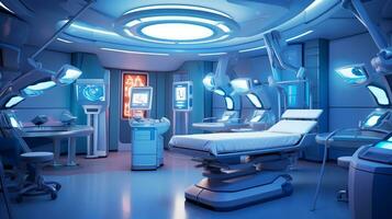 en medicinsk rum med blå tak lampor, medicinsk stock bilder foto