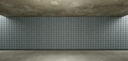 lager scen modern teknologi rum cement golv cement vägg garage rum bakgrund 3d illustration foto