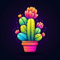 en klistermärke färgrik kaktus blomma vektor illustration bakgrund foto