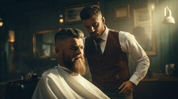 barberare i en frisör foto