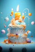 födelsedag kaka med ballonger foto