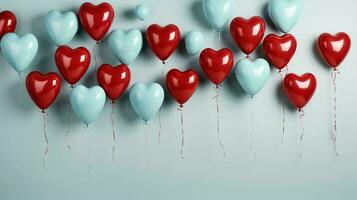 skön kärlek bakgrund av uppblåsbar hjärtan av hjärtformade ballonger för de Semester av Allt älskare, hjärtans dag foto