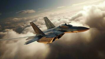 luftburet militär bekämpa flygplan kämpe med vapen. modern flyg och luft tvinga. ai genererad foto