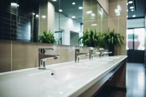 hygien praxis i offentlig toaletter och tvättrum foto