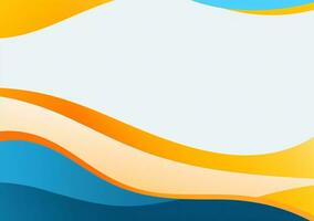 ett abstrakt blå och orange presentation bakgrund med böjd rader dekorativ gränser och tömma Plats foto