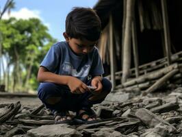 unge från colombia använder sig av smartphone för spelar spel ai generativ foto