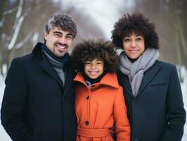 de interracial familj åtnjuter fira jul eve tillsammans ai generativ foto