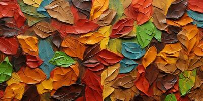 generativ ai, närbild av impasto abstrakt grov höst färger konst målning textur, orange falla bakgrund foto