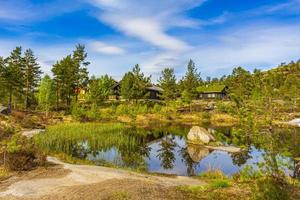 blå himmel reflektion sjö flod reflektion natur landskap nissedal norge. foto