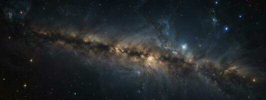 stjärnor och galax yttre Plats himmel natt universum svart starry bakgrund av skinande starfield. ai genererad foto