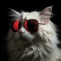 Häftigt katt i solglasögon på levande bakgrund foto